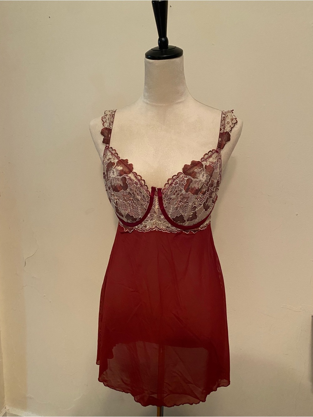 Auden Burgundy Lace Underwire Chemise